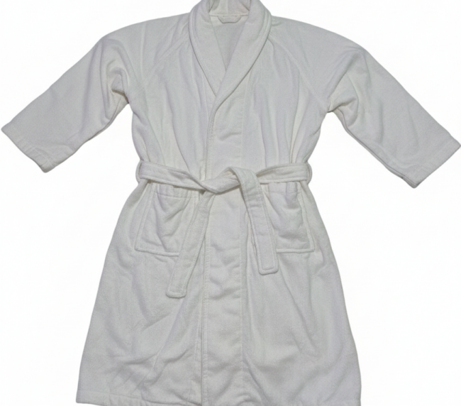 Yumuşak Dokulu Beyaz Pamuk ve Bambu Karışımı Bornoz