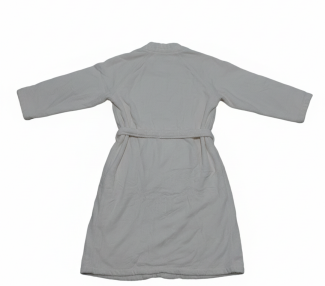 Yumuşak Cepsiz Beyaz Pamuk ve Bambu Karışımı Bornoz