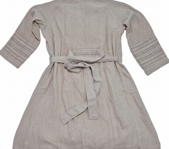 Bej Pamuk ve Bambu Karışımı Bornoz