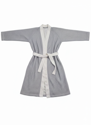 Lacivert Pamuk ve Bambu Karışımı Bornoz