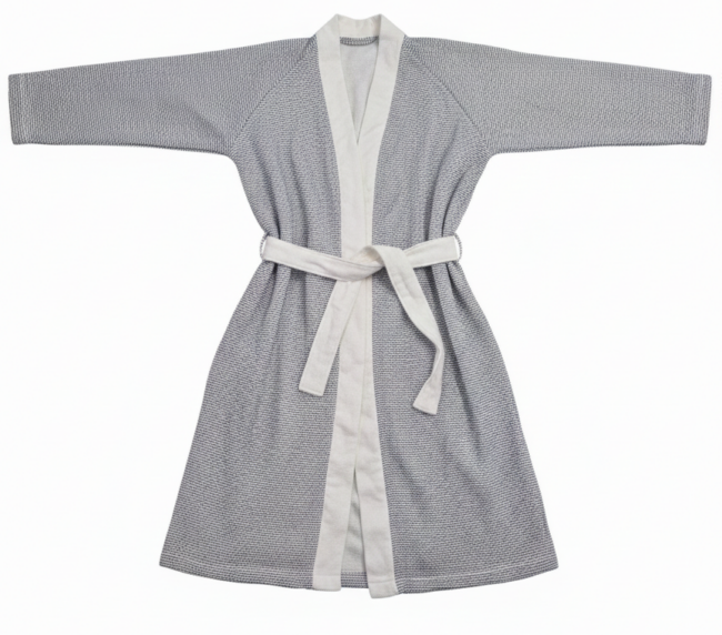 Lacivert Pamuk ve Bambu Karışımı Bornoz