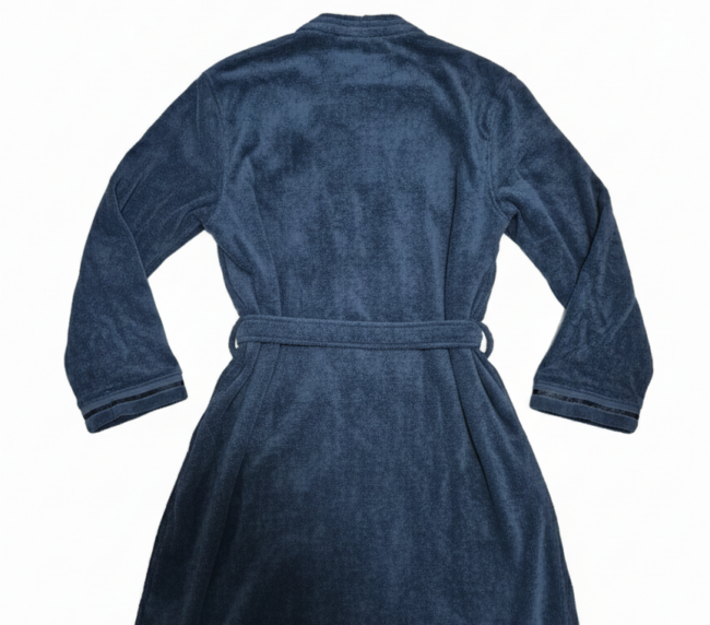 Koyu Mavi Pamuk ve Bambu Karışımı Bornoz